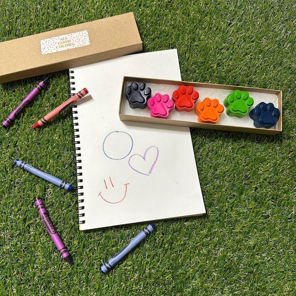 2/$30 Paw Print Crayons (6), Kids Girls Boys, Unique Dog Cat Pet Birthday Gift
